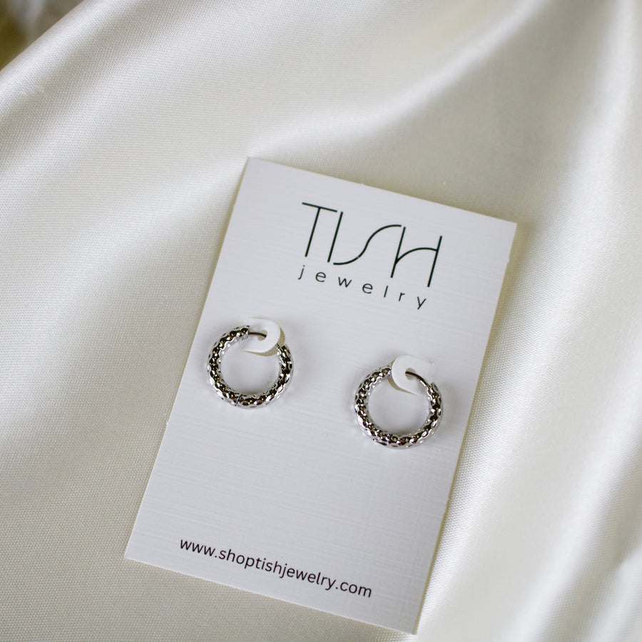 Kimi // Textured Round Huggie Hoops