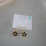 E4 - Flower Charm Hoop Earrings