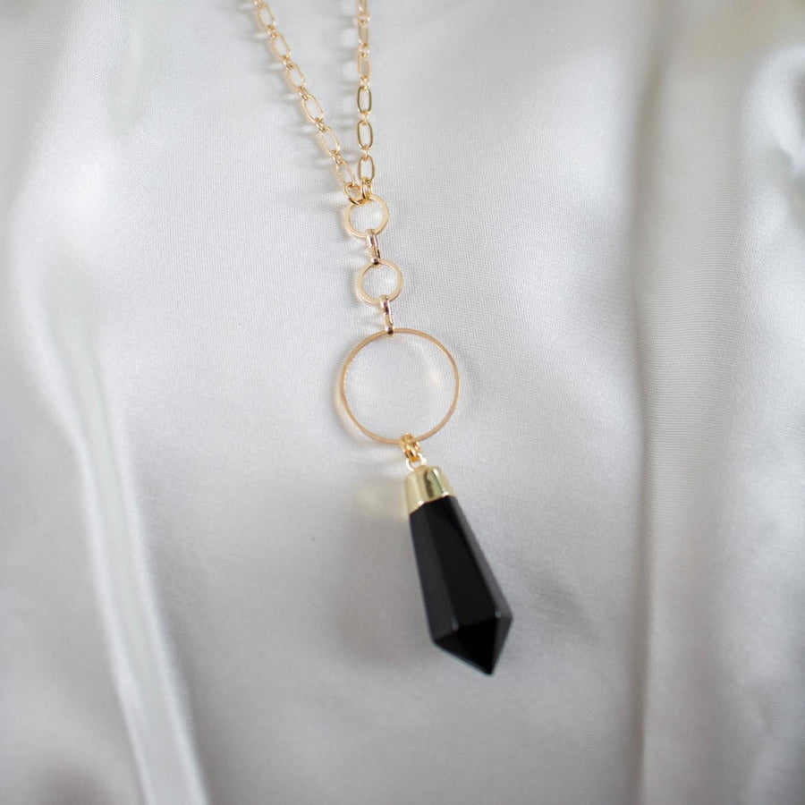 Rudy // Black Agate Point Necklace