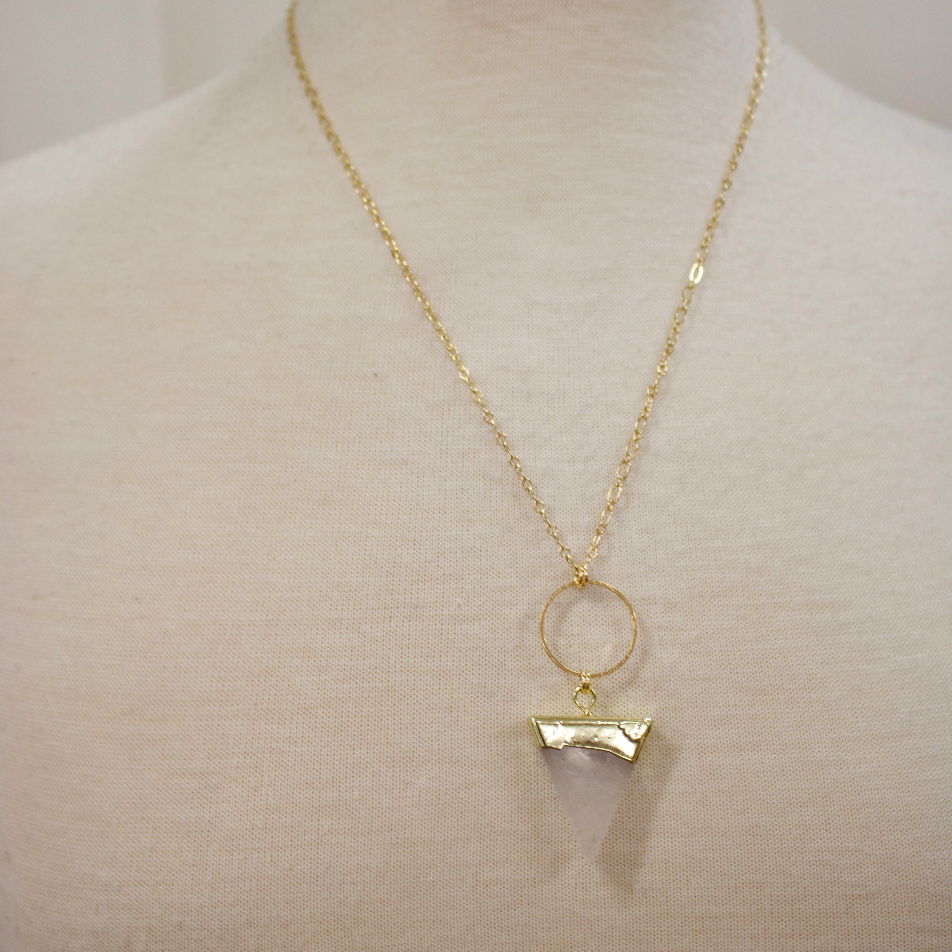 N016 - Clear quartz triangle necklace