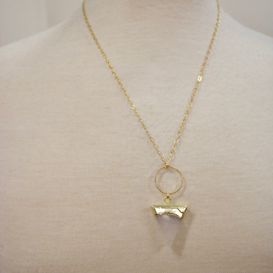 N016 - Clear quartz triangle necklace