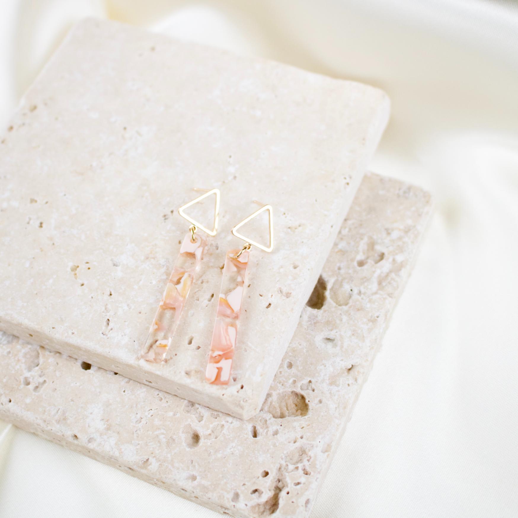 Lina // Pale Pink Geometric Acetate Earrings