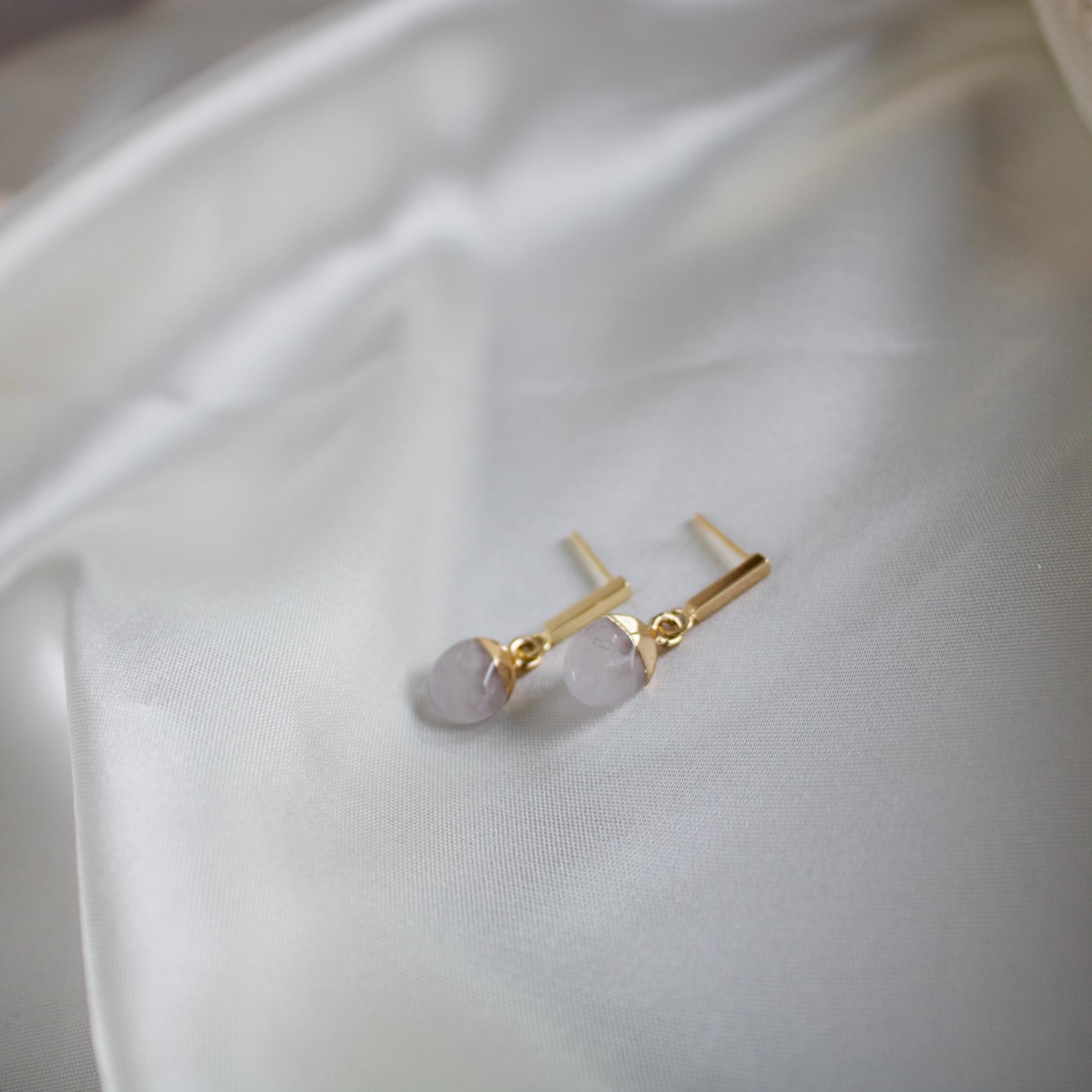 Leah // Clear Quartz Bar Stud Earrings