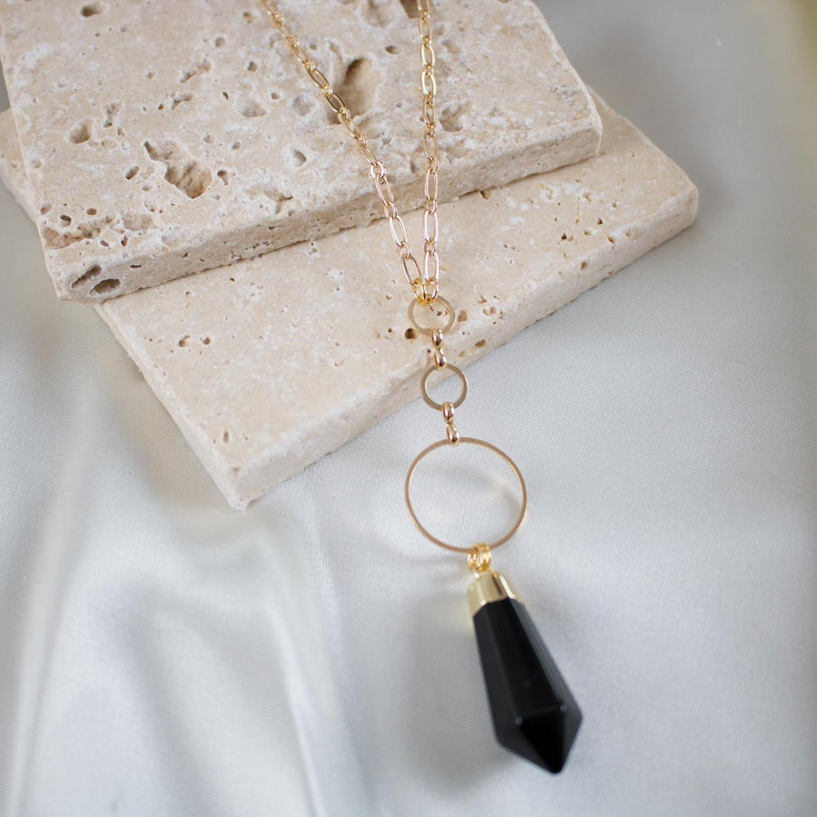 Rudy // Black Agate Point Necklace