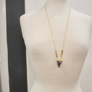 N028 - Raw amethyst triangle pendant necklace