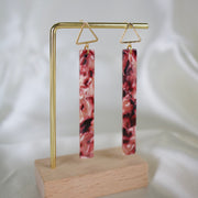 Poppy // Marbled Red Bar Earrings
