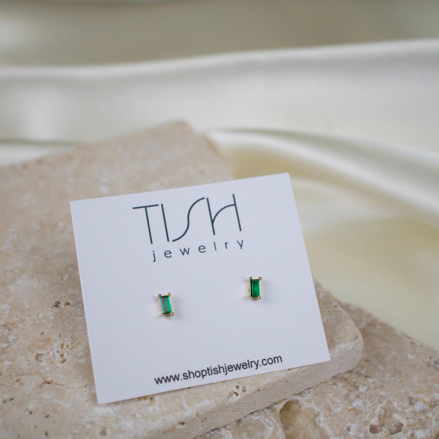 Rema // Emerald Green Rhinestone Studs