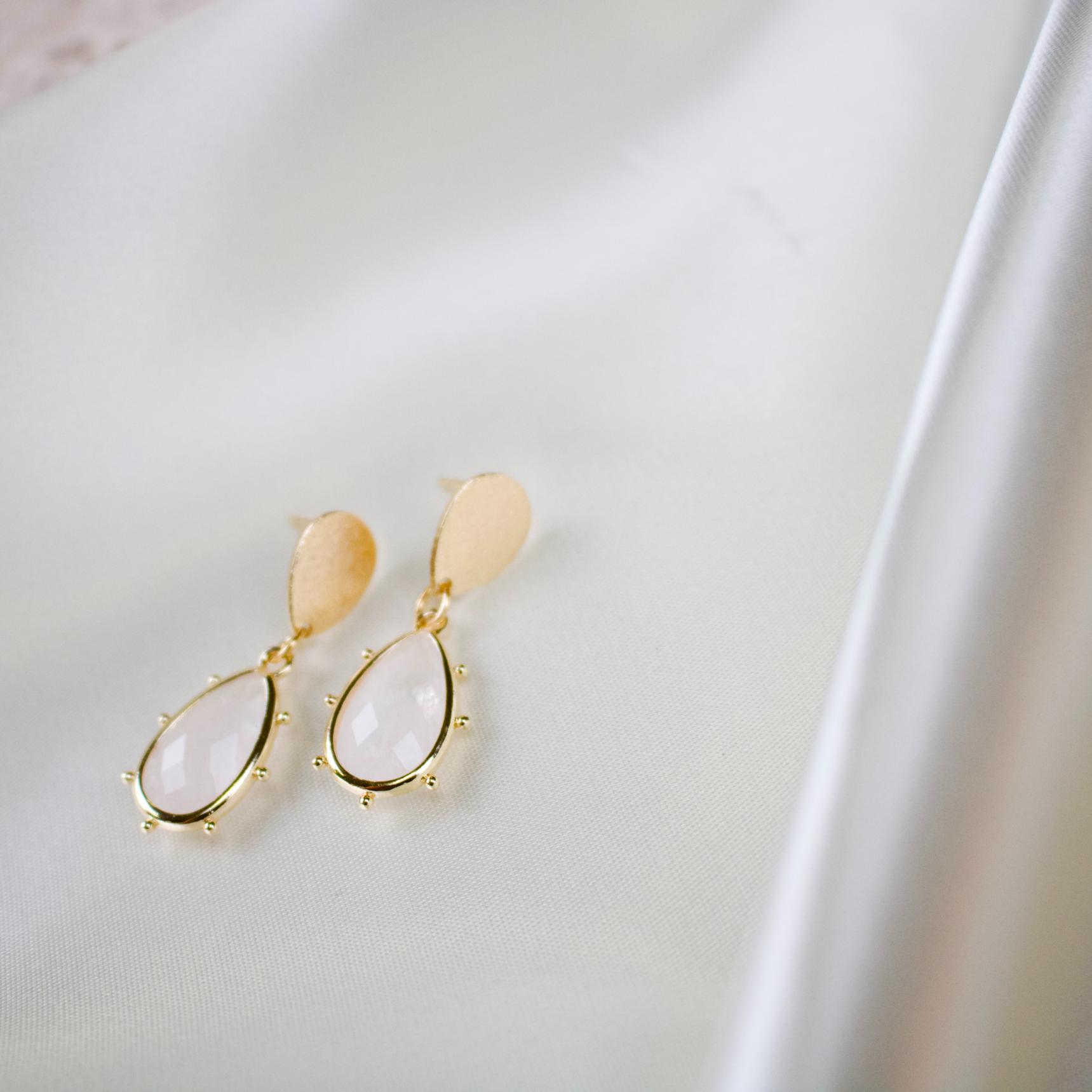 Reina // Clear Quartz Teardrop Earrings