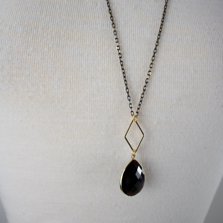 N7 - Black Obsidian Teardrop Necklace