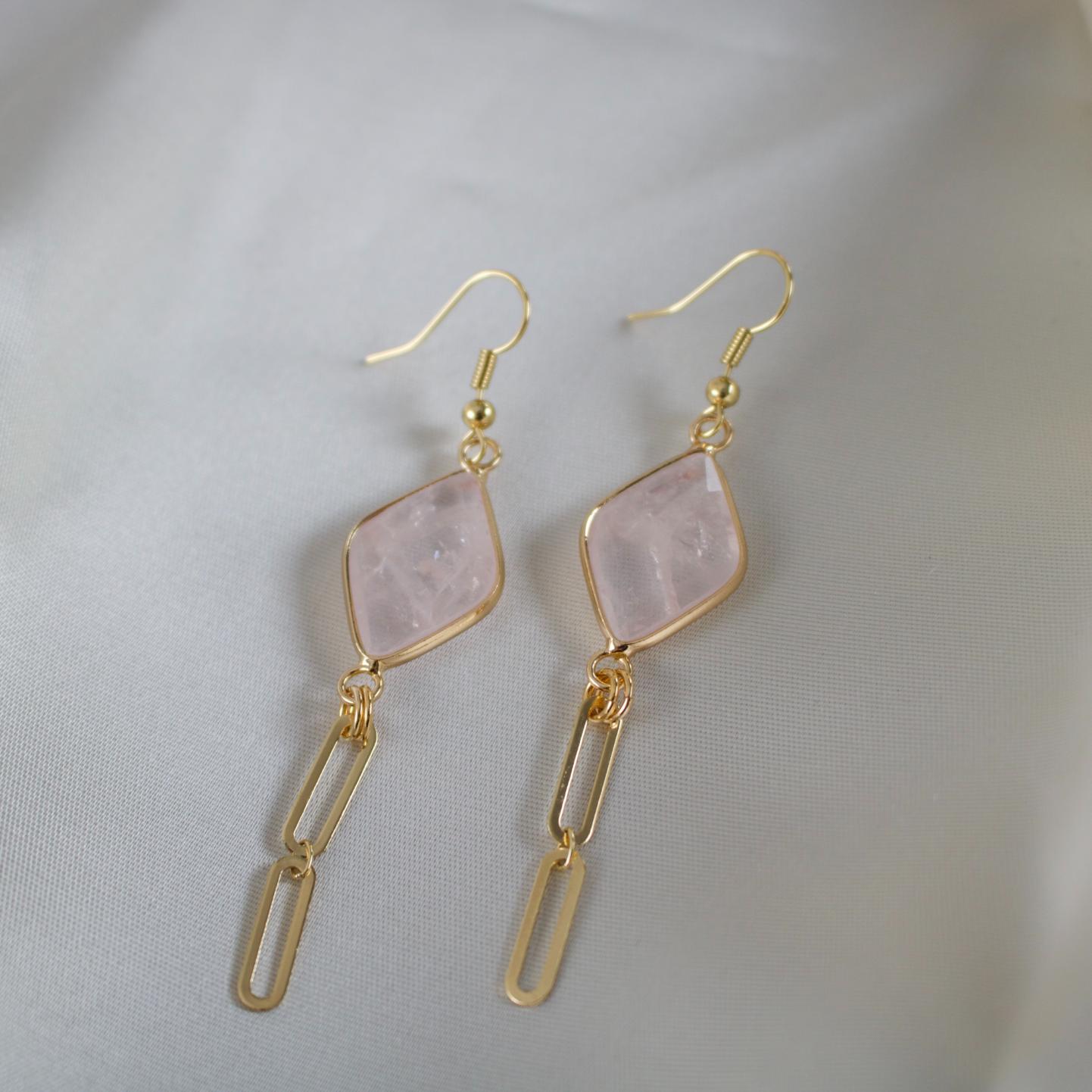 Toni // Rose Quartz Dangle Earrings