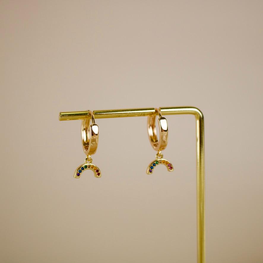 Bowie // Rainbow Huggie Hoops
