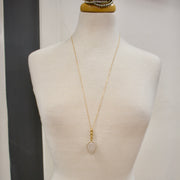 N030 - Clear quartz shield pendant necklace