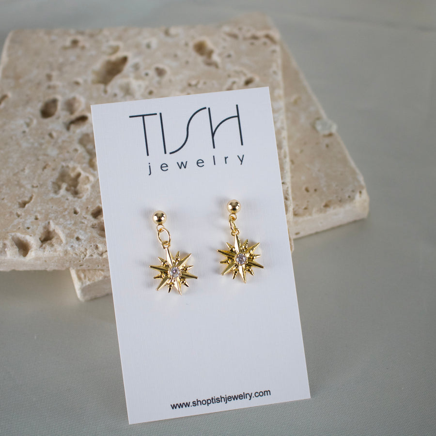 E41 - Gold Rhinestone Star Earring