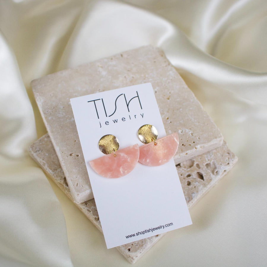 Farrah // Pink & Gold Stud Earrings