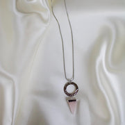 Rosie // Rose Quartz Triangle Pendant Necklace