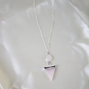 N017 - Triangle rose quartz & moonstone necklace