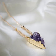 N028 - Raw amethyst triangle pendant necklace