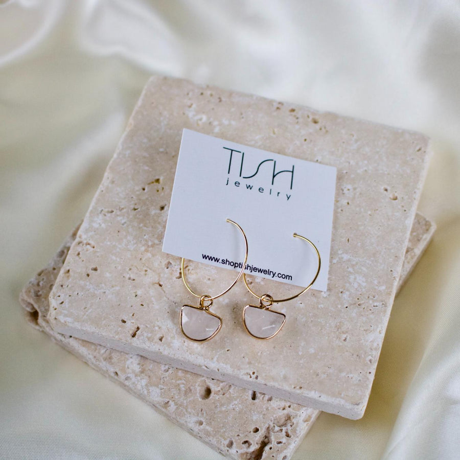 Aura // Gold Hoop Quartz Crystal Earrings