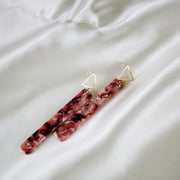 Poppy // Marbled Red Bar Earrings
