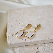 Reina // Clear Quartz Teardrop Earrings