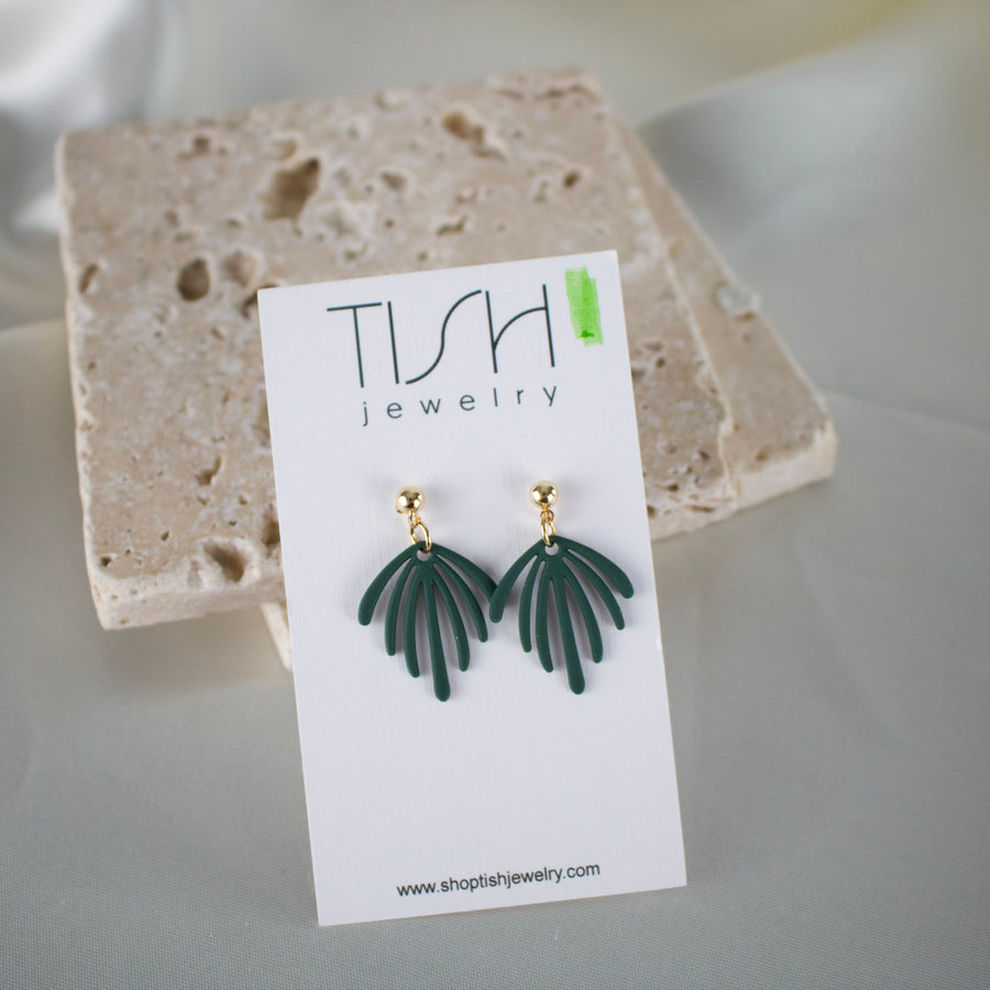 E53 - Forest green geometric earrings