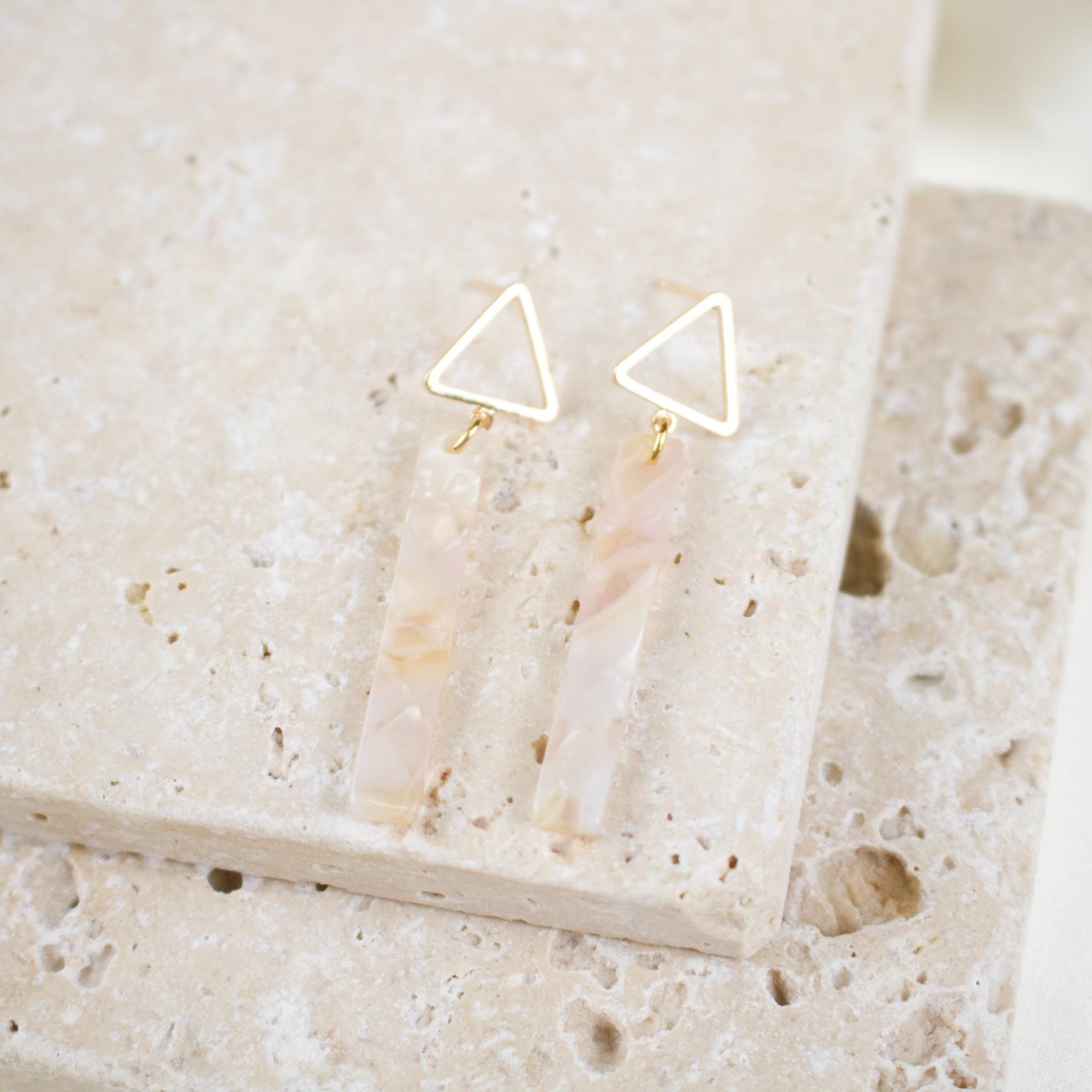 Lina // Pale Pink Geometric Acetate Earrings