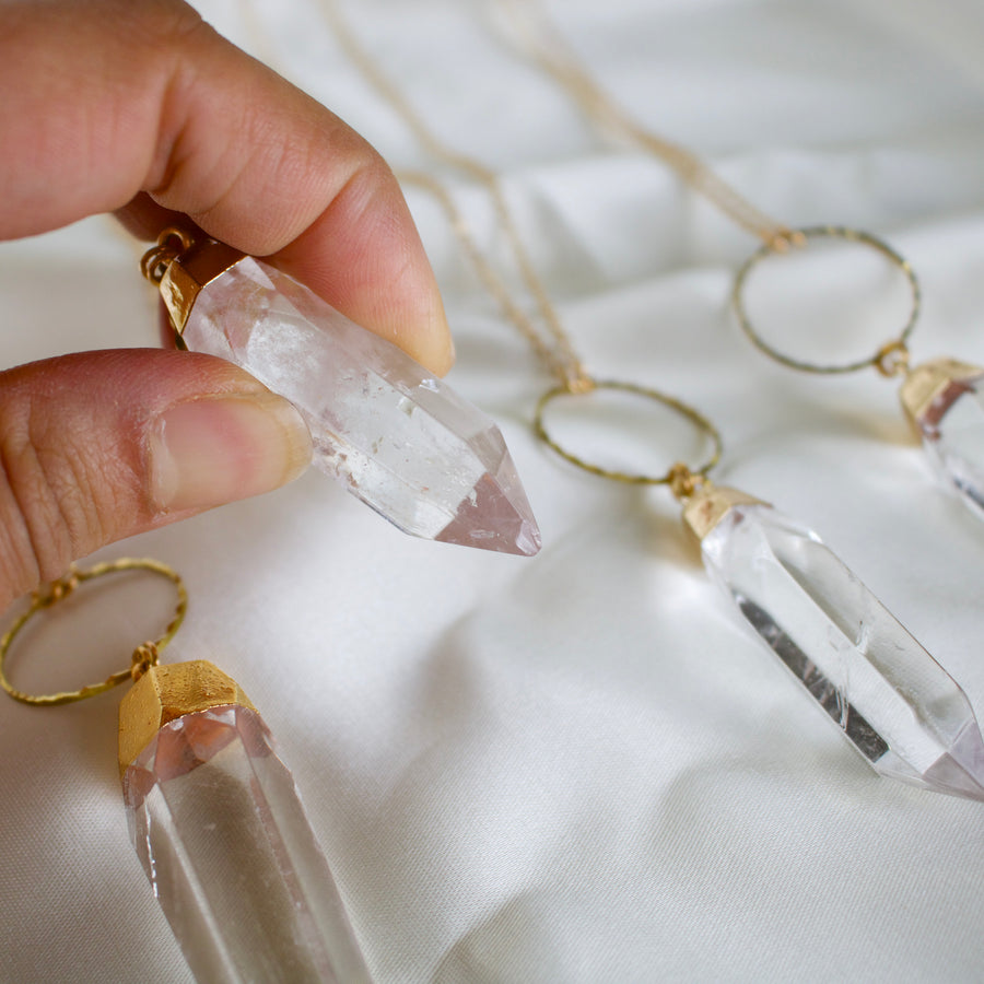 N019 - *imperfect* jumbo clear quartz crystal necklace