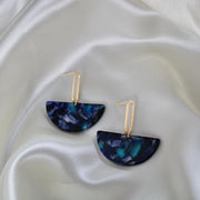 Esme // Navy Half Circle Acetate Earrings