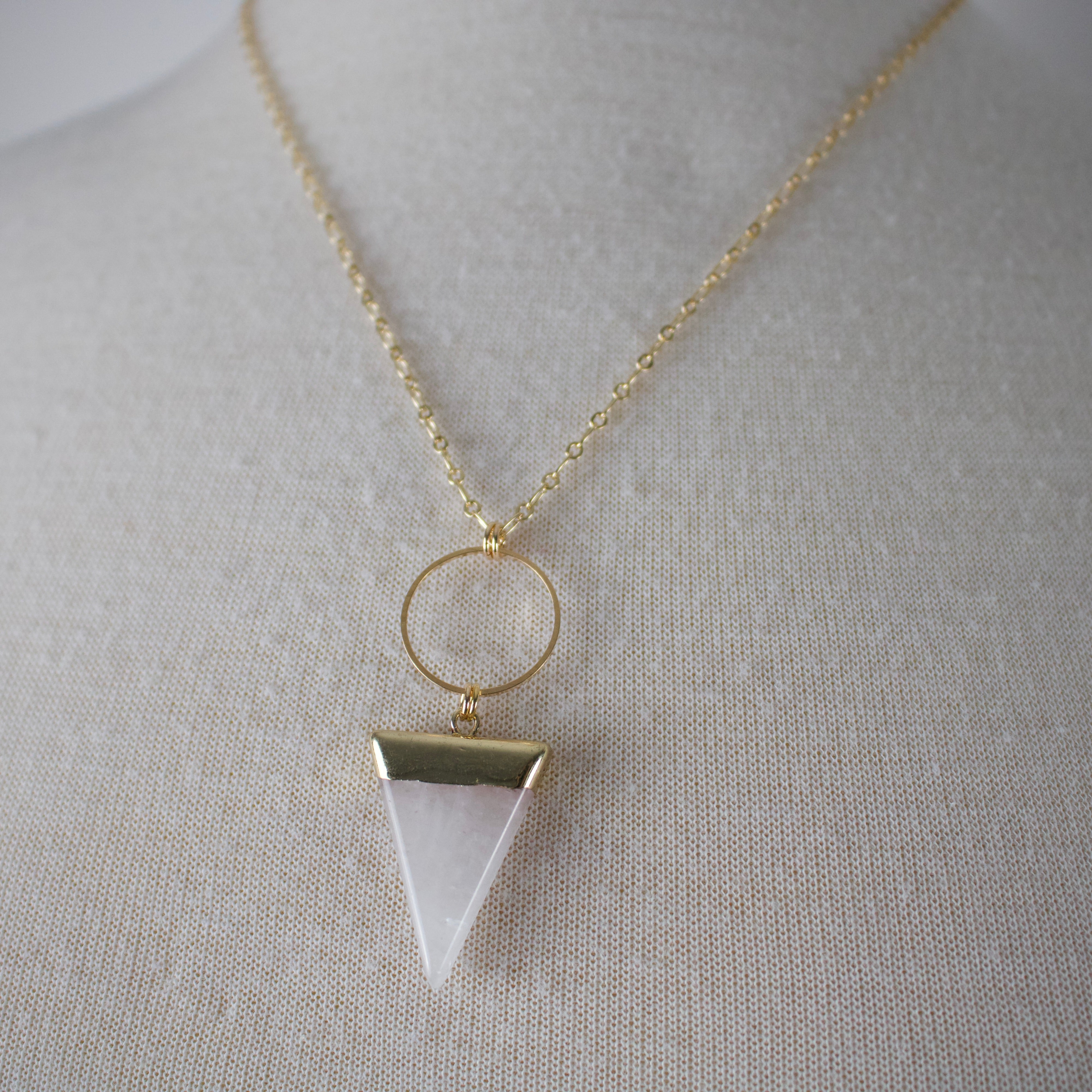 N6 - Clear Quartz Triangle Pendant Necklace