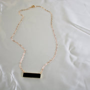 Kaci // Black Agate Bar Necklace