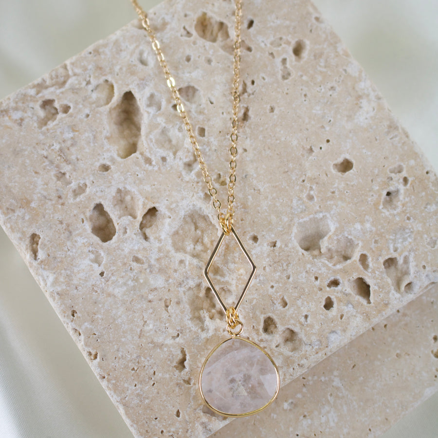 Rosa // Teardrop Quartz Pendant Necklace