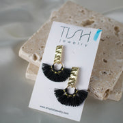 E32- Textured Stud Tassel Earring