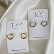 Kimi // Textured Round Huggie Hoops