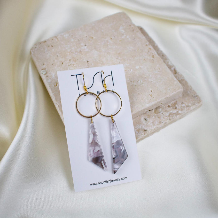 Liv // Grey & White Triangle Earrings