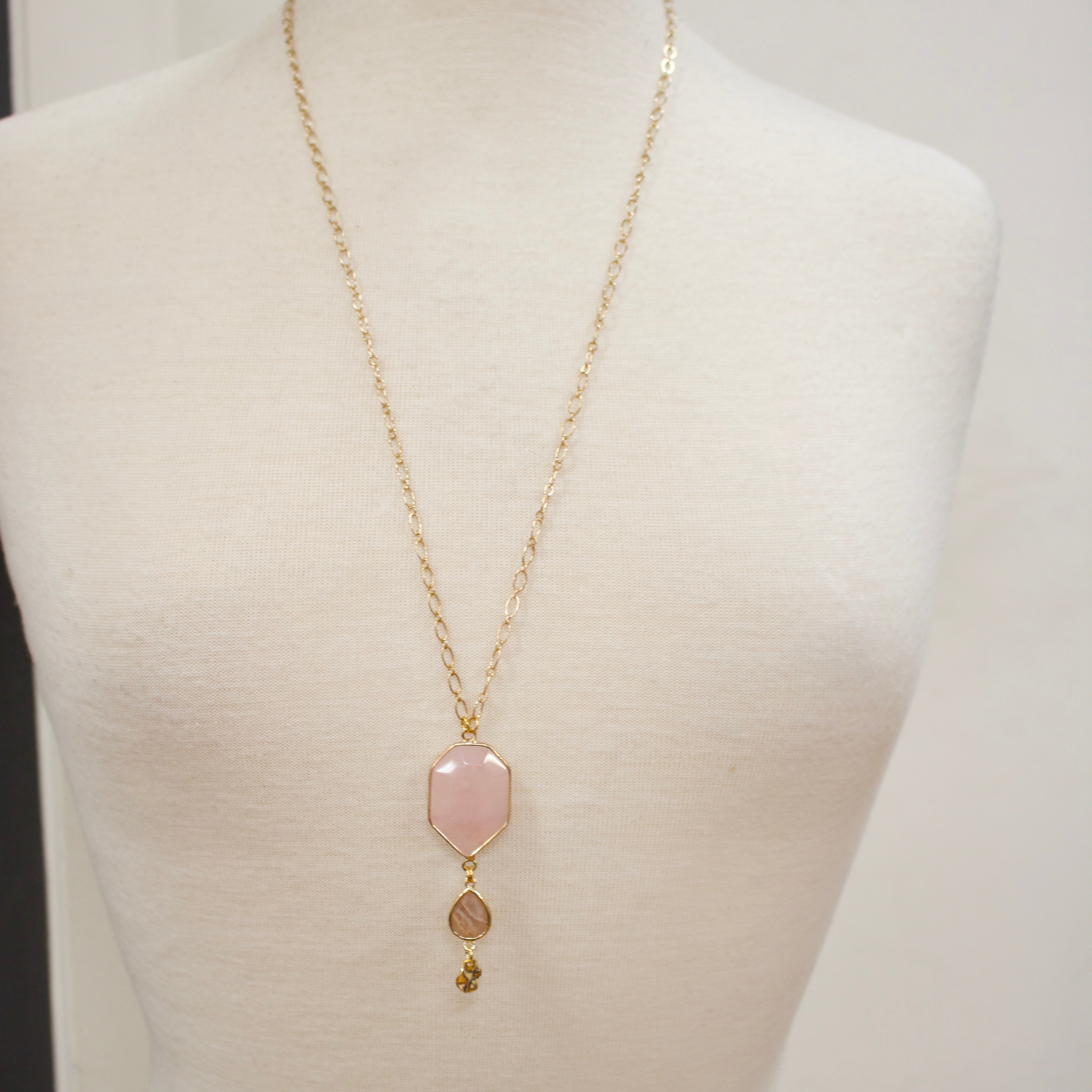 N009 - Rose Quartz Moonstone Necklace