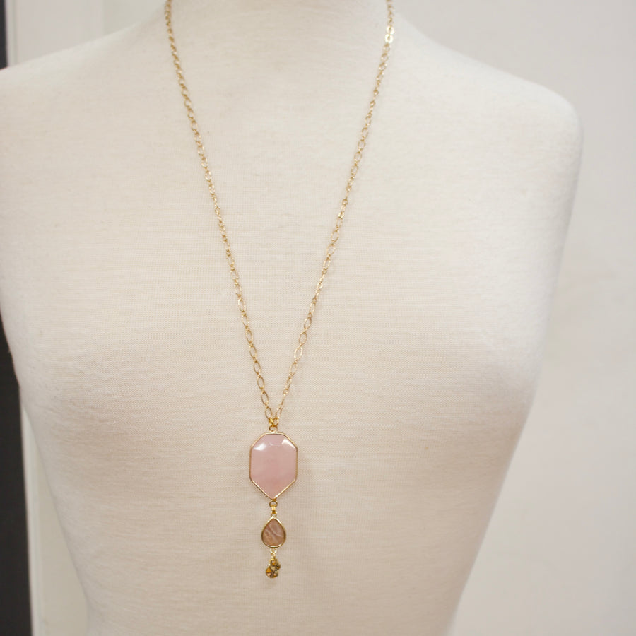 N009 - Rose Quartz Moonstone Necklace