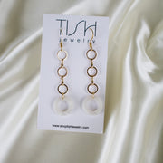Dua // White Circle Acetate Earrings