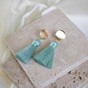 Halo // Light Blue Tassel Earrings