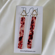 Poppy // Marbled Red Bar Earrings