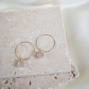 Sarah // Rose Quartz Hoop Earrings