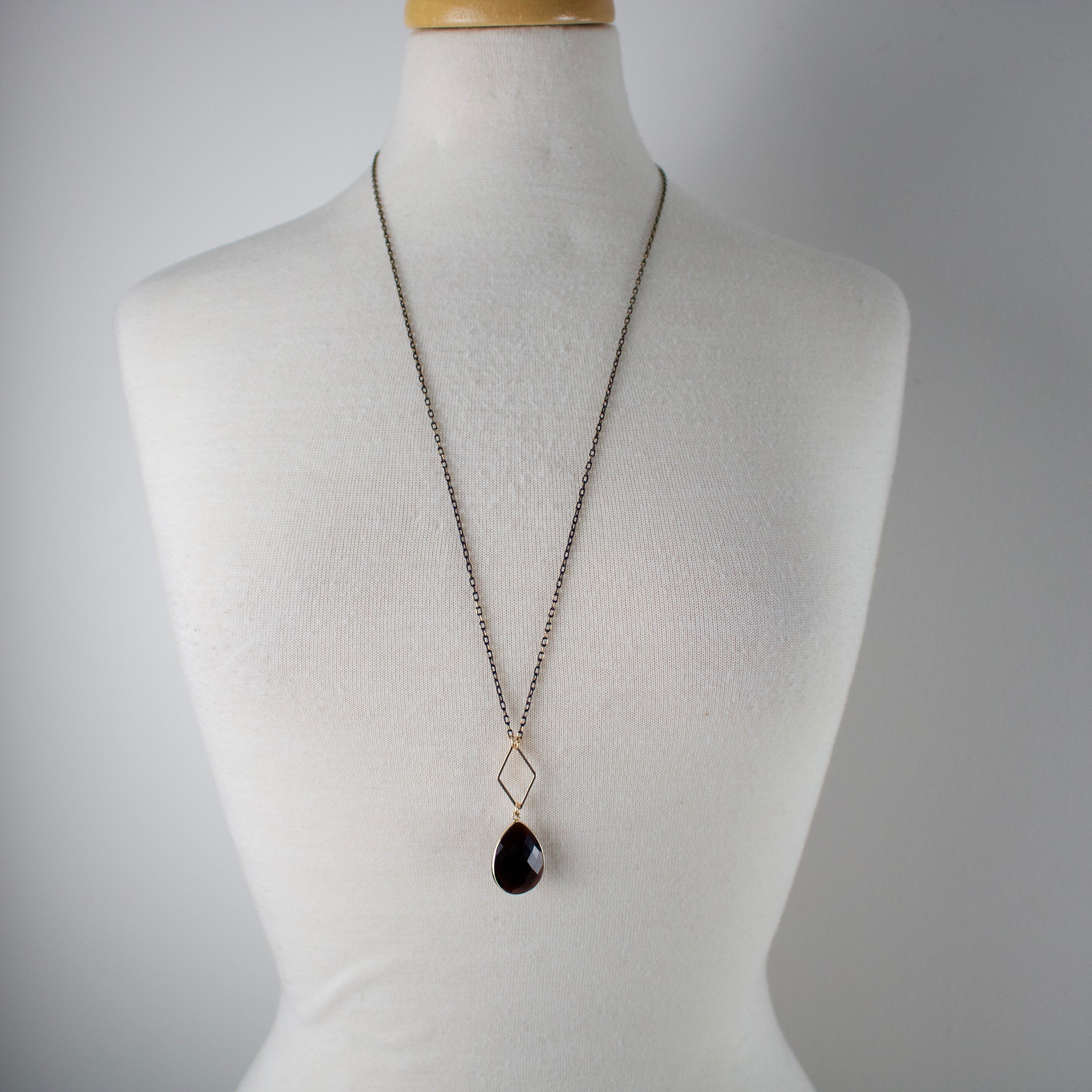 N7 - Black Obsidian Teardrop Necklace