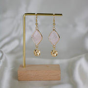 Lux // Diamond Rose Quartz Dangle Earrings