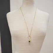 N022 - Clear Quartz Tourmaline Pendant Necklace