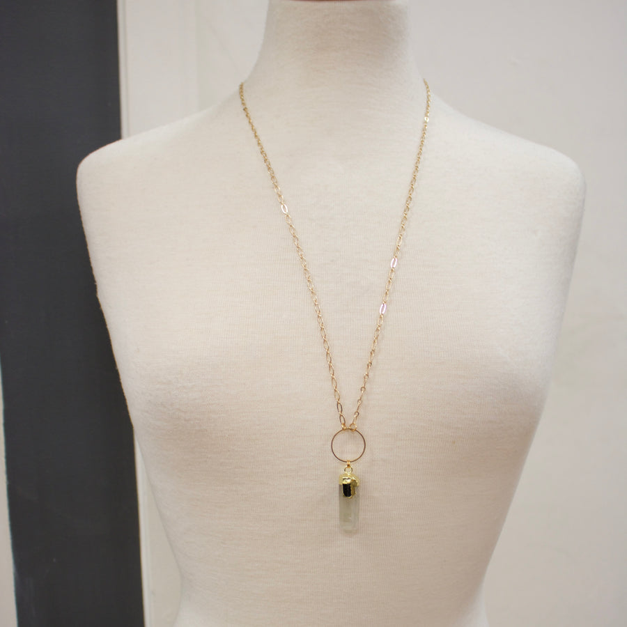 N022 - Clear Quartz Tourmaline Pendant Necklace