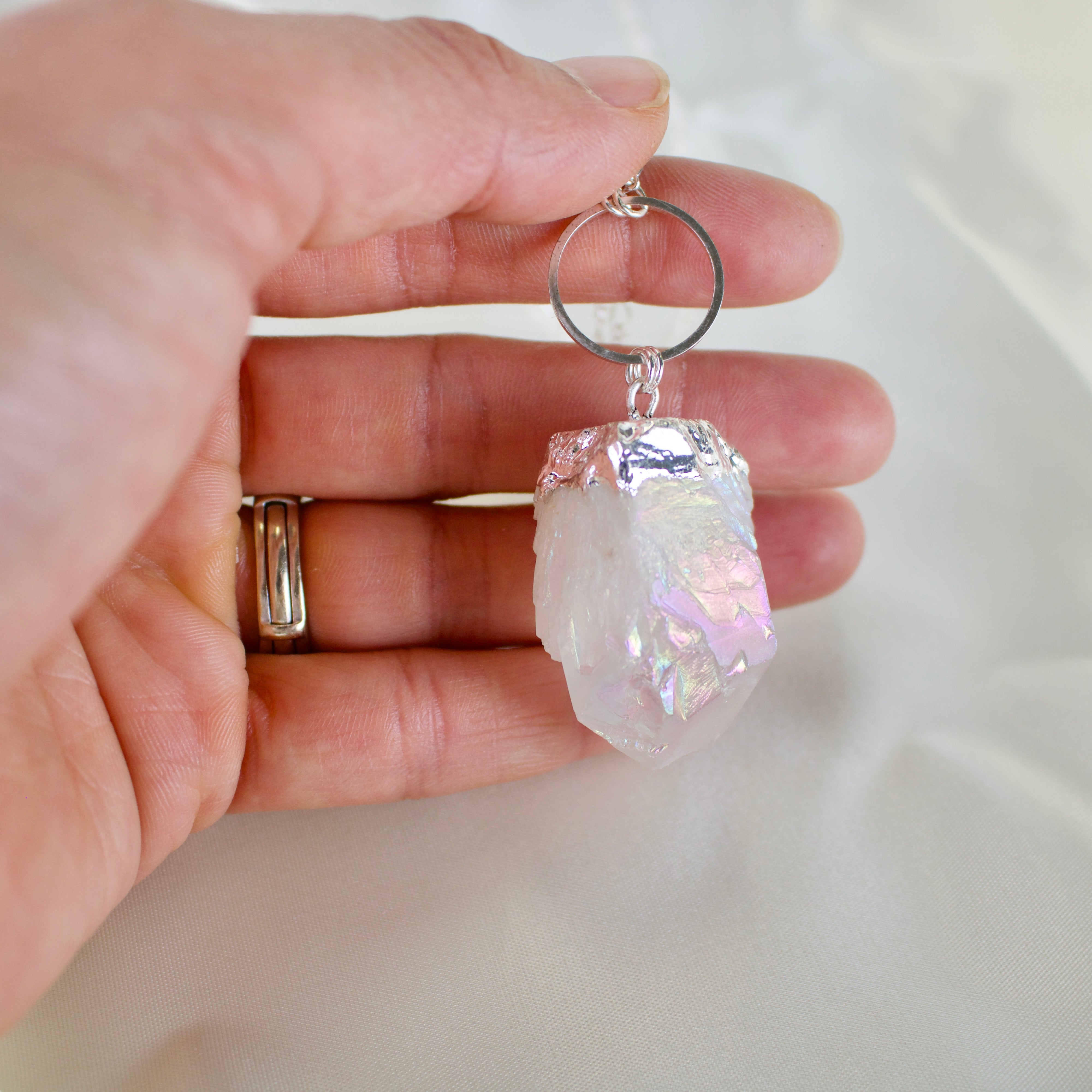 N001 - Chunky aura quartz necklace