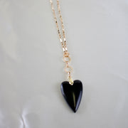 Serena // Black Agate Heart Necklace