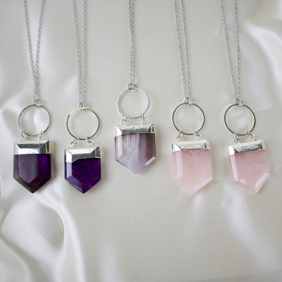 N014 - Silver Shield pendant necklace