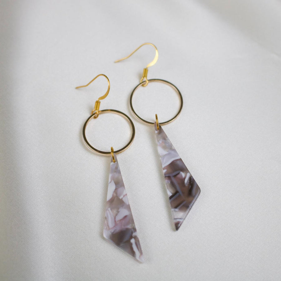 Liv // Grey & White Triangle Earrings