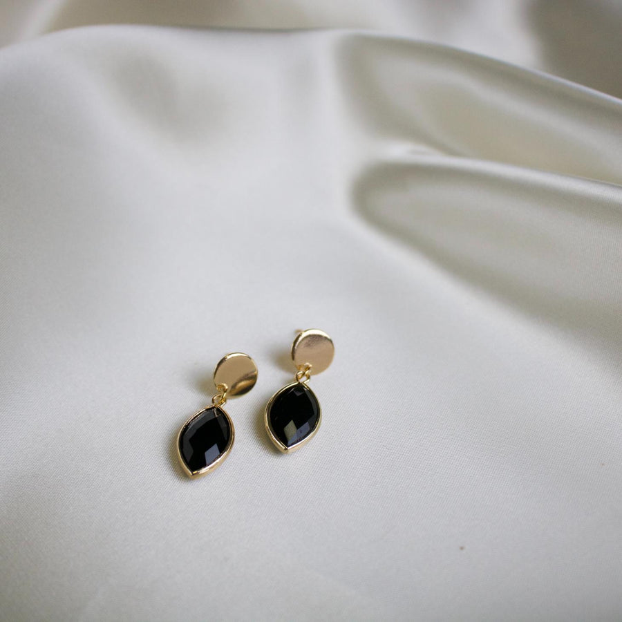 Piper // Faceted Black Agate Drop Earrings