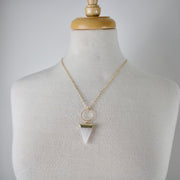 N6 - Clear Quartz Triangle Pendant Necklace